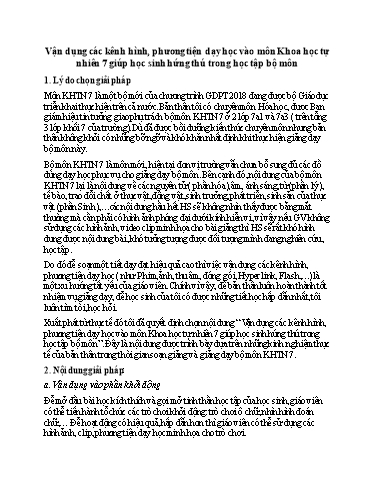 Giải pháp Vận dụng các kênh hình, phương tiện dạy học vào môn Khoa học tự nhiên 7 giúp học sinh hứng thú trong học tập bộ môn