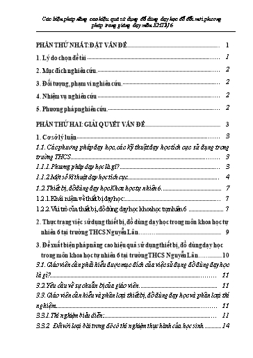 SKKN Các biện pháp nâng cao hiệu quả sử dụng đồ dùng dạy học để đổi mới phương pháp trong giảng dạy môn KHTN Lớp 6