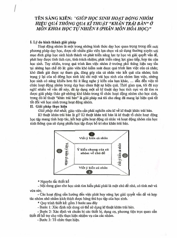SKKN Giúp học sinh hoạt động nhóm hiệu quả thông qua kỹ thuật khăn trải bàn ở môn KHTN 8 (Phân môn Hóa học)